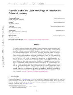 Fusion of Global and Local Knowledge for Personalized Federated Learning