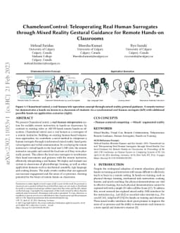 ChameleonControl: Teleoperating Real Human Surrogates through Mixed
  Reality Gestural Guidance for Remote Hands-on Classrooms