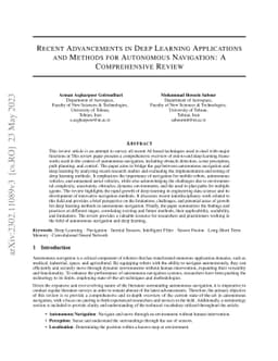 Recent Advancements in Deep Learning Applications and Methods for
  Autonomous Navigation: A Comprehensive Review