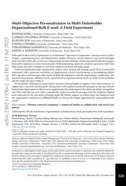 Multi-Objective Personalization in Multi-Stakeholder Organizational Bulk
  E-mail: A Field Experiment