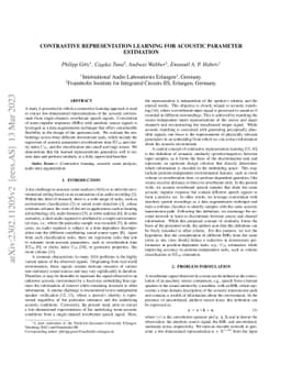 Contrastive Representation Learning for Acoustic Parameter Estimation