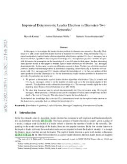 Improved Deterministic Leader Election in Diameter-Two Networks