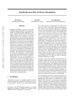 Feasible Recourse Plan via Diverse Interpolation