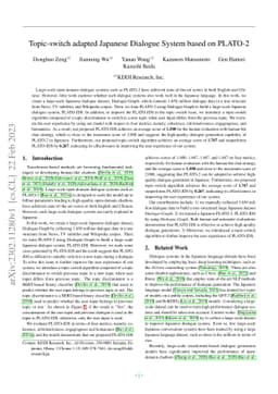 Topic-switch adapted Japanese Dialogue System based on PLATO-2