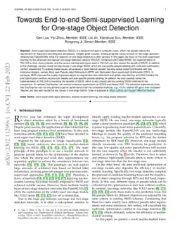 Towards End-to-end Semi-supervised Learning for One-stage Object
  Detection