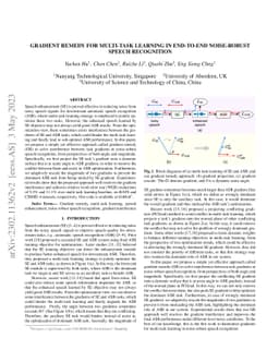 Gradient Remedy for Multi-Task Learning in End-to-End Noise-Robust
  Speech Recognition