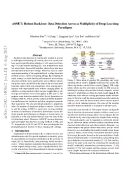ASSET: Robust Backdoor Data Detection Across a Multiplicity of Deep
  Learning Paradigms