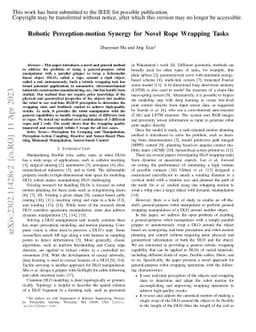 Robotic Perception-motion Synergy for Novel Rope Wrapping Tasks