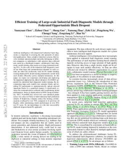 Efficient Training of Large-scale Industrial Fault Diagnostic Models
  through Federated Opportunistic Block Dropout