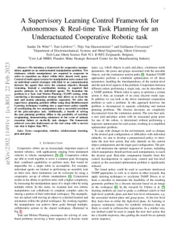 A Supervisory Learning Control Framework for Autonomous & Real-time Task
  Planning for an Underactuated Cooperative Robotic task