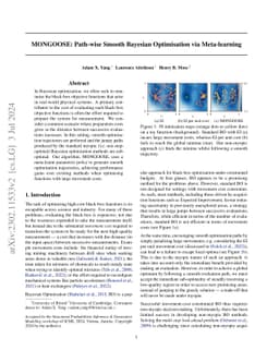 MONGOOSE: Path-wise Smooth Bayesian Optimisation via Meta-learning