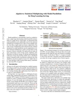 AlpaServe: Statistical Multiplexing with Model Parallelism for Deep
  Learning Serving