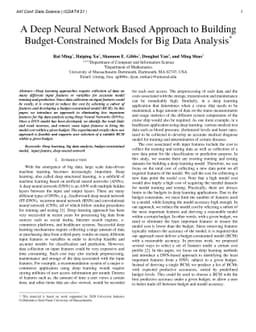 A Deep Neural Network Based Approach to Building Budget-Constrained
  Models for Big Data Analysis