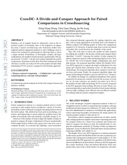 CrowDC: A Divide-and-Conquer Approach for Paired Comparisons in
  Crowdsourcing
