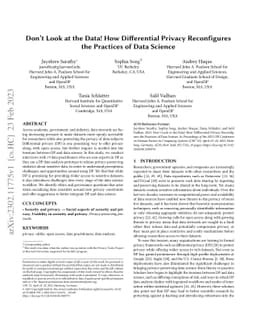 Don't Look at the Data! How Differential Privacy Reconfigures the
  Practices of Data Science