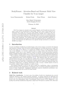 StudyFormer : Attention-Based and Dynamic Multi View Classifier for
  X-ray images