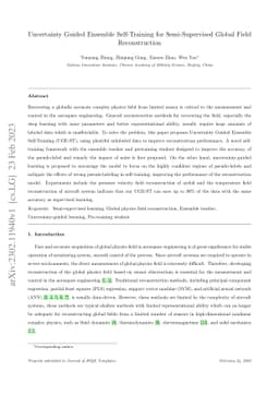 Uncertainty Guided Ensemble Self-Training for Semi-Supervised Global
  Field Reconstruction