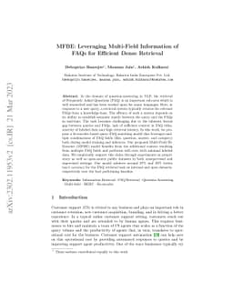 MFBE: Leveraging Multi-Field Information of FAQs for Efficient Dense
  Retrieval