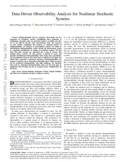 Data-Driven Observability Analysis for Nonlinear Stochastic Systems