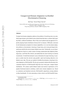 Unsupervised Domain Adaptation via Distilled Discriminative Clustering