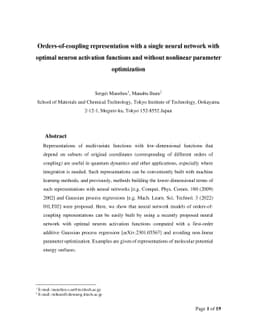 Orders-of-coupling representation with a single neural network with
  optimal neuron activation functions and without nonlinear parameter
  optimization