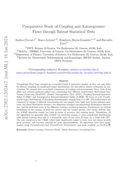 Comparative Study of Coupling and Autoregressive Flows through Robust
  Statistical Tests