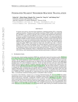 Federated Nearest Neighbor Machine Translation