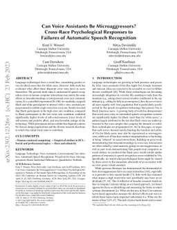 Can Voice Assistants Be Microaggressors? Cross-Race Psychological
  Responses to Failures of Automatic Speech Recognition
