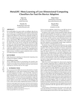 MetaLDC: Meta Learning of Low-Dimensional Computing Classifiers for Fast
  On-Device Adaption