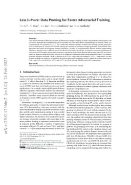 Less is More: Data Pruning for Faster Adversarial Training