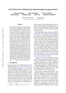 MUX-PLMs: Data Multiplexing for High-throughput Language Models