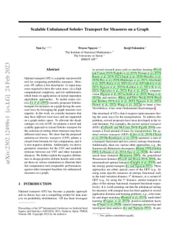 Scalable Unbalanced Sobolev Transport for Measures on a Graph