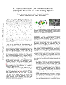 3D Trajectory Planning for UAV-based Search Missions: An Integrated
  Assessment and Search Planning Approach