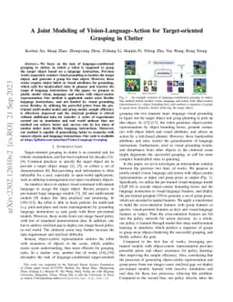 A Joint Modeling of Vision-Language-Action for Target-oriented Grasping
  in Clutter