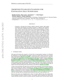Amortised Invariance Learning for Contrastive Self-Supervision