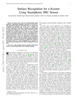 Surface Recognition for e-Scooter Using Smartphone IMU Sensor