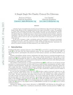 A Simple Single Slot Finality Protocol For Ethereum