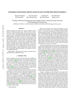 Ensemble knowledge distillation of self-supervised speech models