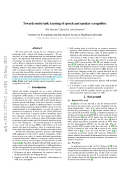 Towards multi-task learning of speech and speaker recognition