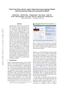 Check Your Facts and Try Again: Improving Large Language Models with
  External Knowledge and Automated Feedback