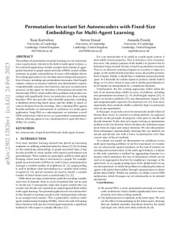 Permutation-Invariant Set Autoencoders with Fixed-Size Embeddings for
  Multi-Agent Learning
