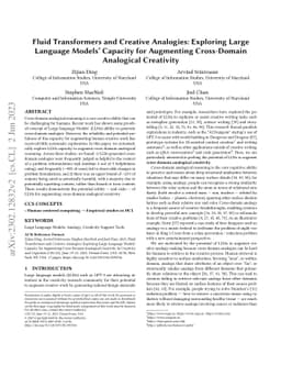 Fluid Transformers and Creative Analogies: Exploring Large Language
  Models' Capacity for Augmenting Cross-Domain Analogical Creativity