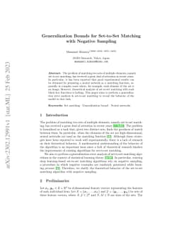 Generalization Bounds for Set-to-Set Matching with Negative Sampling