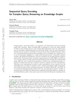 Sequential Query Encoding For Complex Query Answering on Knowledge
  Graphs