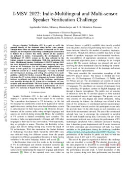 I-MSV 2022: Indic-Multilingual and Multi-sensor Speaker Verification
  Challenge