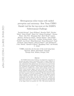 Heterogeneous robot teams with unified perception and autonomy: How Team
  CSIRO Data61 tied for the top score at the DARPA Subterranean Challenge
