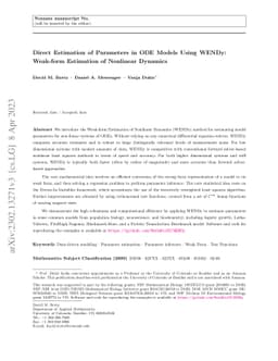 Direct Estimation of Parameters in ODE Models Using WENDy: Weak-form
  Estimation of Nonlinear Dynamics