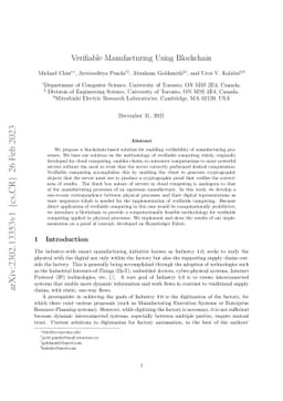 Verifiable Manufacturing Using Blockchain