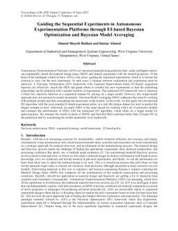 Guiding the Sequential Experiments in Autonomous Experimentation
  Platforms through EI-based Bayesian Optimization and Bayesian Model Averaging