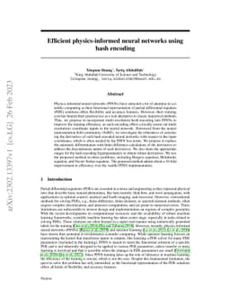 Efficient physics-informed neural networks using hash encoding